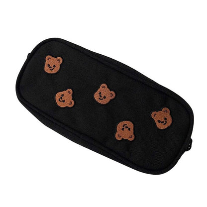 eybag Kawaii Bear Embroidery Canvas Pencil Bag Pen Case Kids Gift Cosmetic Stationery Pouch Office School Supplies