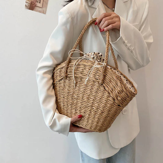 eybag Summer Straw Beach Bag Handmade Woven Women Shoulder Bags Rattan Bags Bohemian Casual Woven Shoulder Totes Handbag Big Capacity