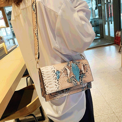 eybag Snake Pattern women flap bags PU Leather ladies Handbag Luxury Designer Wide Strap Sling bag for female Shoulder Crossbody Bag