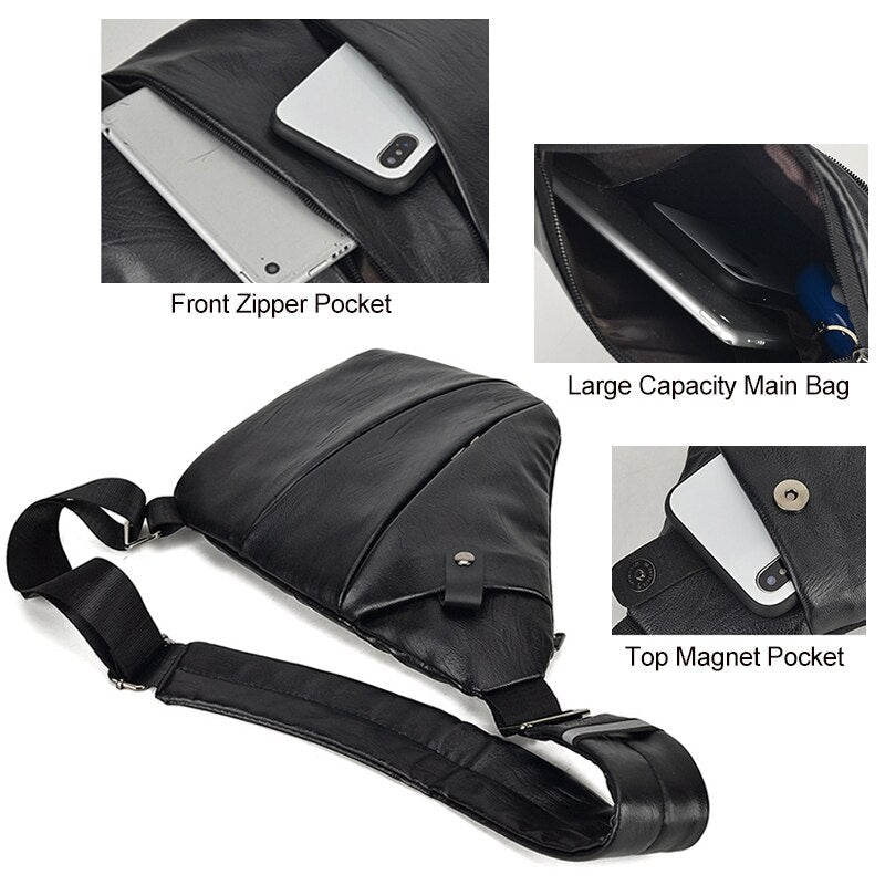 eybag Men Travel Vintage Leather Sling Bag Chest Bag Rig Tactical Bag Holster Male Anti Theft Waist Crossbody Bags Fashion