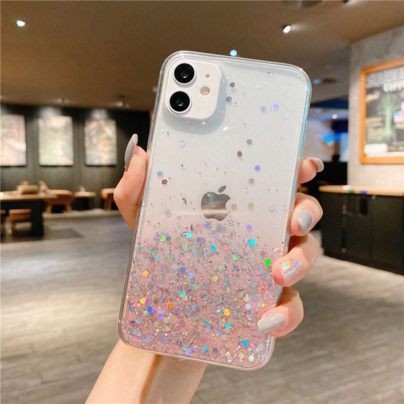 eybag Luxury Gradient Sequins Clear Glitter Phone Case For iPhone 13 14 12 11 Pro Max X XR XS Max 7 8 14 Plus SE20 Soft TPU Back Cover