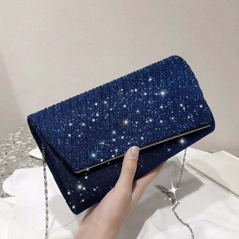 eybag Women's Elegant Blue Evening Bags Fashion Wedding Clutches Party Purse Female Handbag Small Chain Shoulder bag FTB323