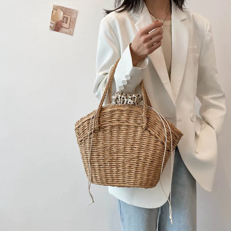 eybag Summer Straw Beach Bag Handmade Woven Women Shoulder Bags Rattan Bags Bohemian Casual Woven Shoulder Totes Handbag Big Capacity