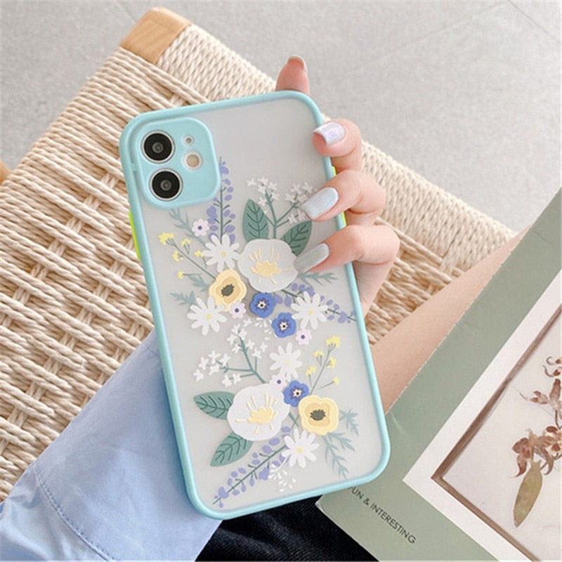 eybag Vintage Leaves Flower Phone Case For iPhone 12 11 13 Pro Max 14 Pro X XR XS Max 8 7 Plus SE Camera Protection Hard PC Coque