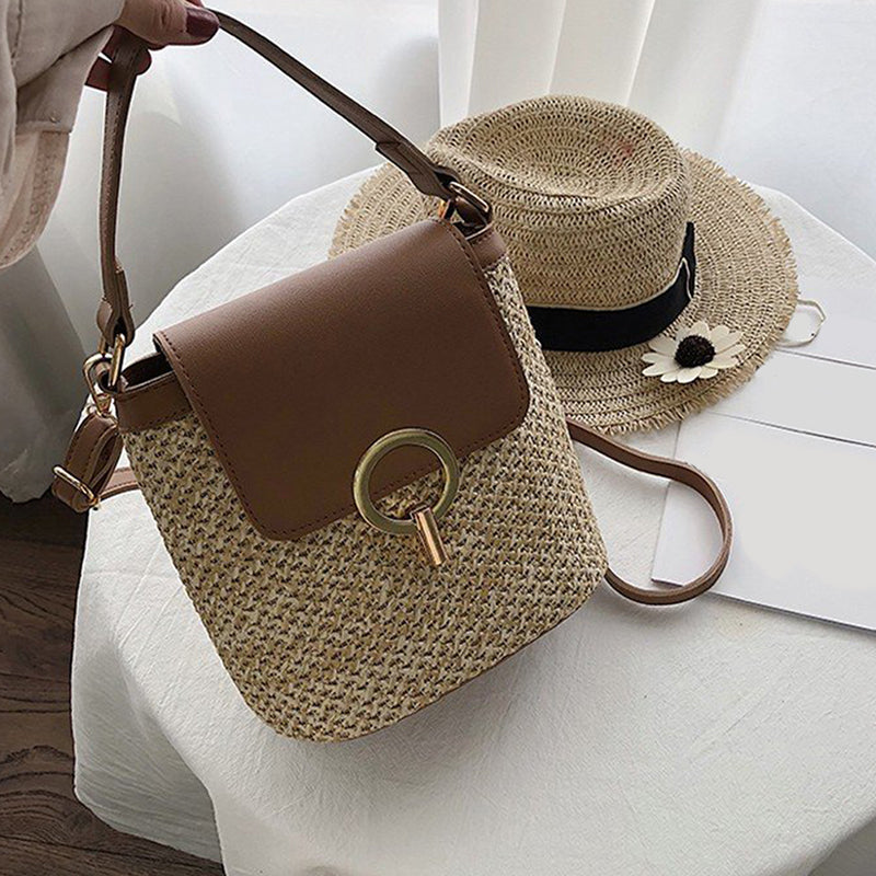 eybag Small Straw Bucket Bags For Women 2022 Summer Crossbody Bags Lady Travel Purses And Handbags Female Shoulder Simple Bag