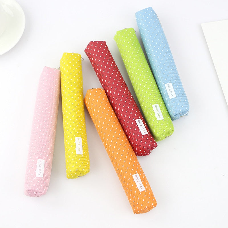 eybag Long canvas pen bag Cute School pencil case small pen case for student pencil bag kawaii School supplies Candy color storage bag