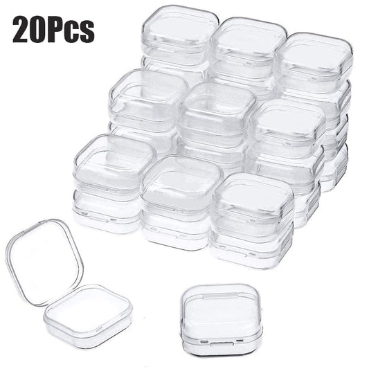 eybag 1-20Pcs Small Boxes Square Transparent Plastic Box Jewelry Storage Case Finishing Container Packaging Storage Box for Earrings