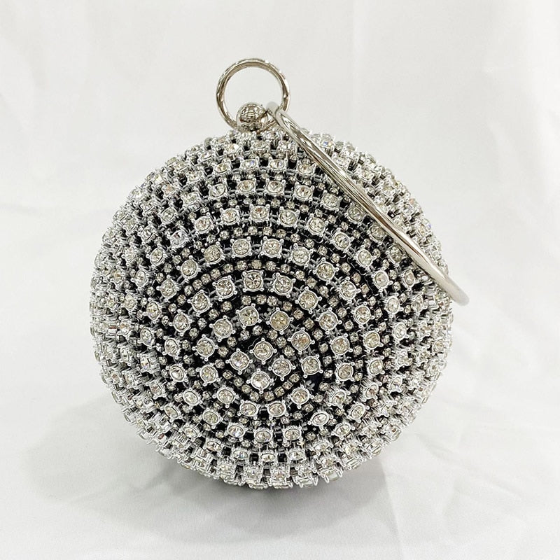 eybag Shiny Diamonds Beaded Metal Round ball Evening Bags Women's  Luxury Chain Shoulder bag Bling mini Clutches Party Purse B409