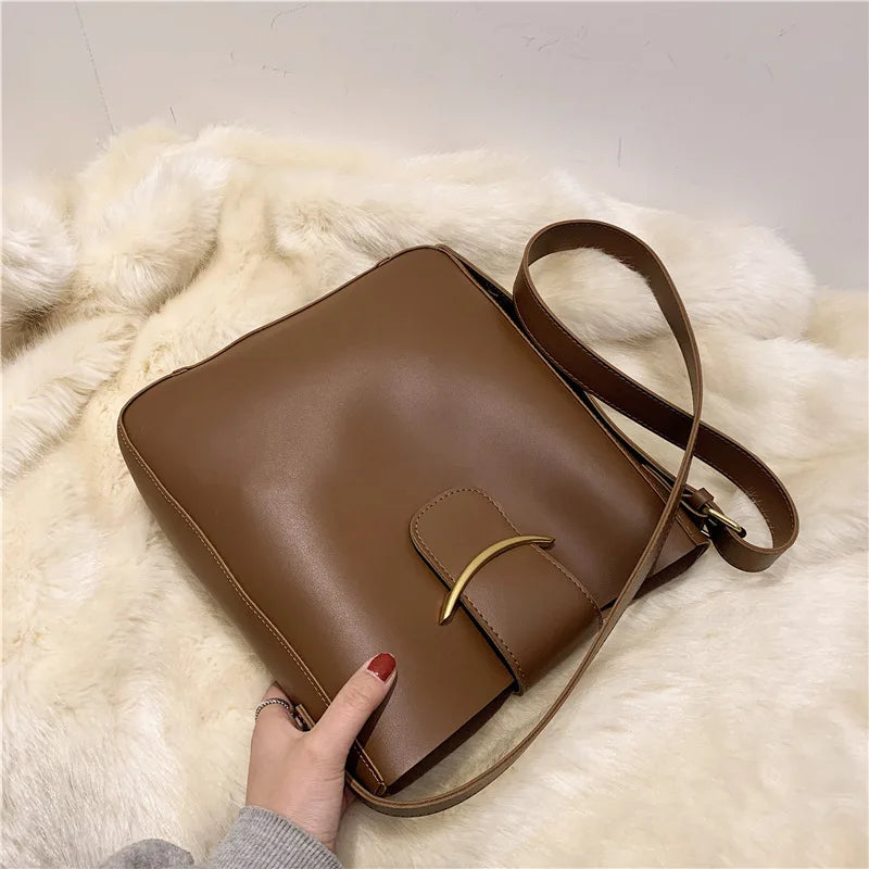 eybag Vintage Simple PU Leather Bucket Crossbody Bags for Women 2023 Luxury Designer Lady Shoulder bags Ladies Handbags 2 Pcs/set