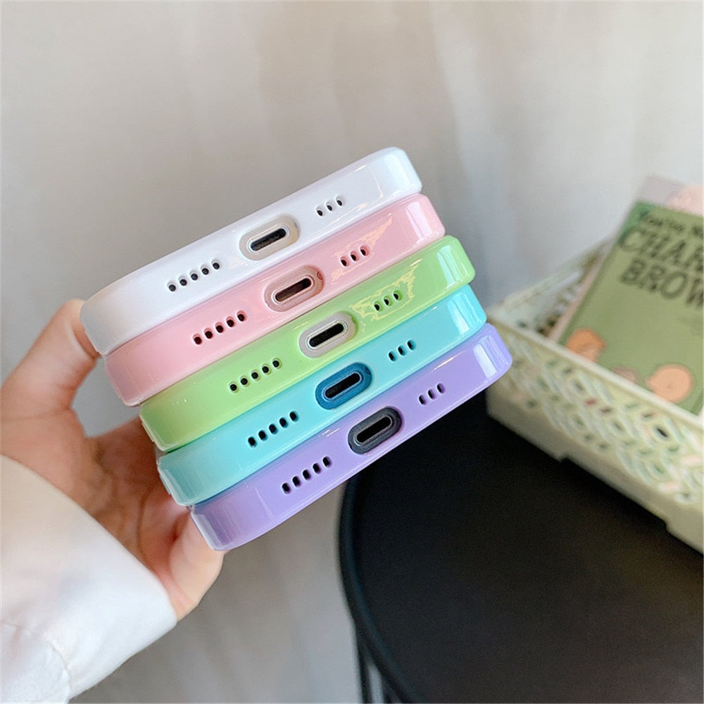 eybag Candy Shockproof Silicone Bumper Phone Case For iPhone 11 12 13 Pro Max X XS XR Max 8 7 Plus Transparent Protection Back Cover