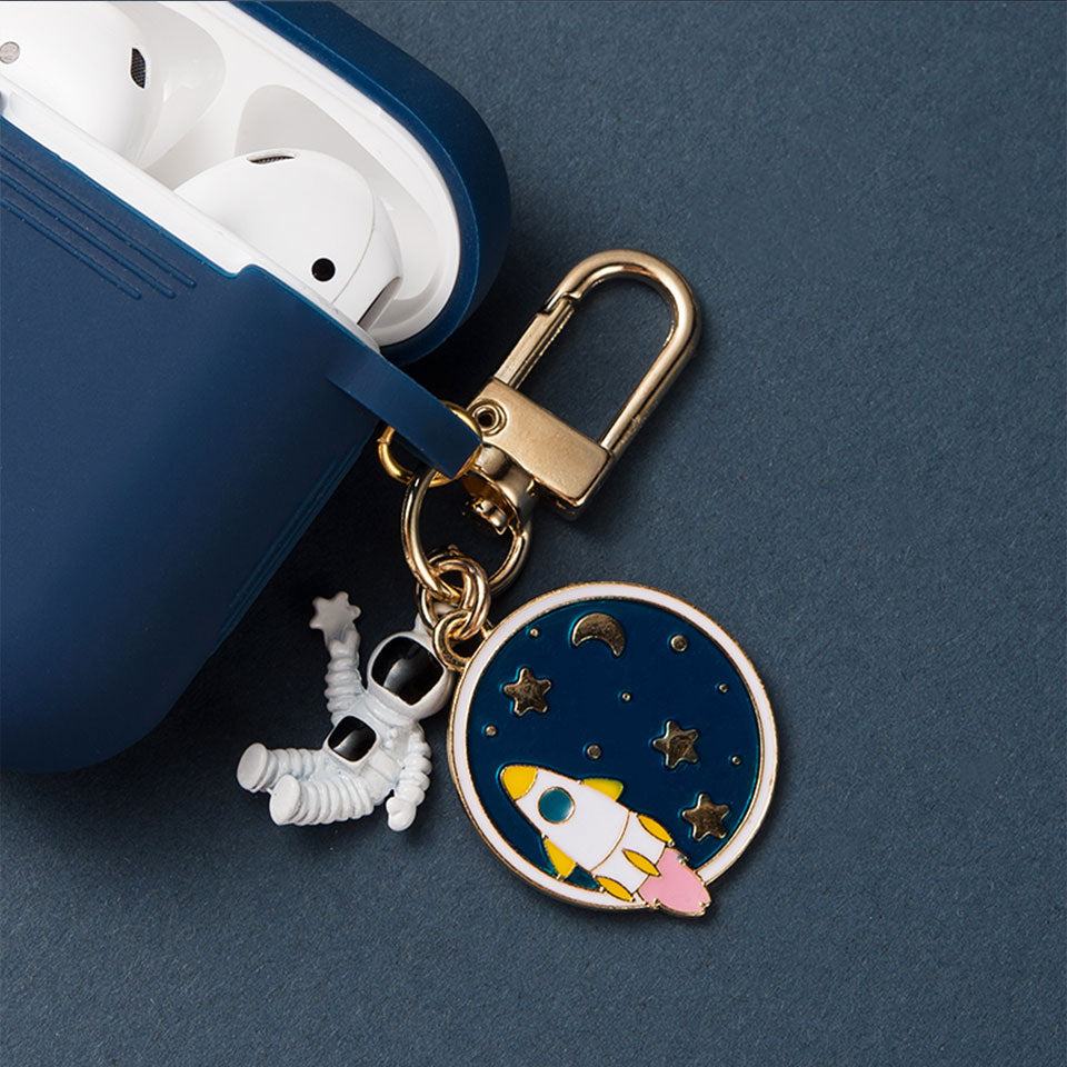 eybag Cosmic Astronaut Spaceman Silicone Case for Apple AirPods 1 2 Case with Keychain Wireless Earphone Case Accessories Cover Box