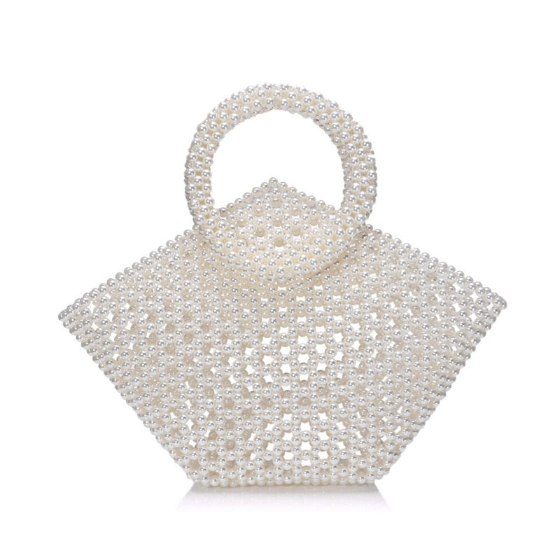 eybag  Beaded Wedding Bridal Evening Bags Hollow Fashion Women Clutch Pearl Diamonds Handbags Shell Design for Party Diner Purse