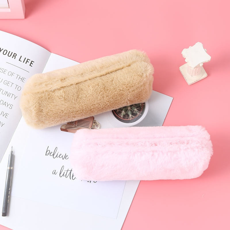 eybag Cute Plush Pencil Pouch Pen Bag for Girls Kawaii Stationery Large Capacity Pencil Case Pen Box Cosmetic Pouch Storage Bag