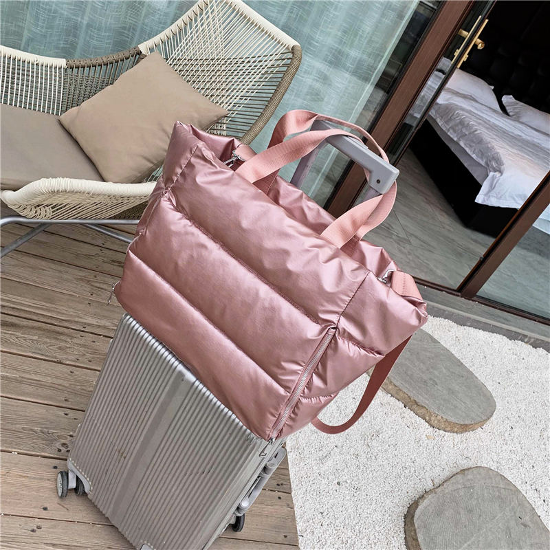 eybag Winter new Large Capacity Shoulder Bag for Women Waterproof Nylon Bags Space Pad Cotton Feather Down Bag Large Bag with Shoulder