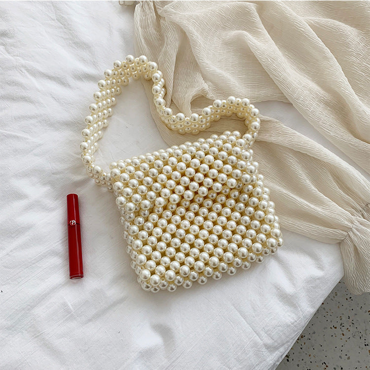 Lkblock Mini Pearl Bag Handmade Vintage EVA Beaded Fashion Banquet Party Shoulder Bag Female 2019 Wedding Bags Luxury Women's Coin Purse