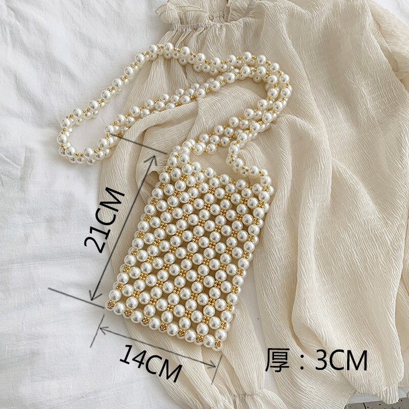 Lkblock Mini Pearl Bag Handmade Vintage EVA Beaded Fashion Banquet Party Shoulder Bag Female 2019 Wedding Bags Luxury Women's Coin Purse