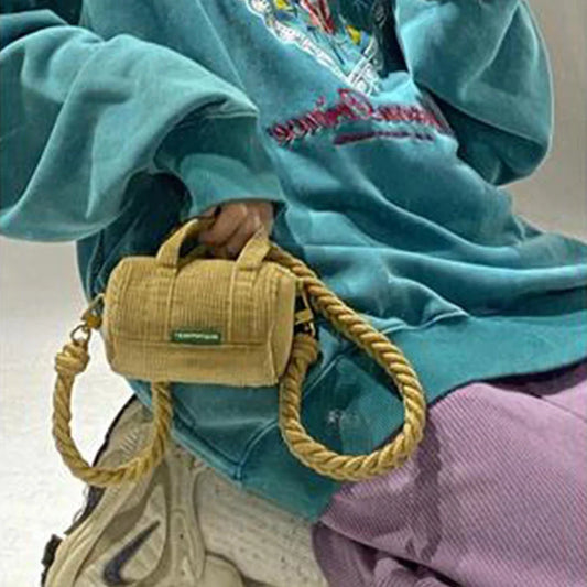 eybag Brand Mini Corduroy Women Crossbody Bag Designer Bags Fashion Small Woven Belt Shoulder Bag Female Rope Belt Handbag Purse Chic