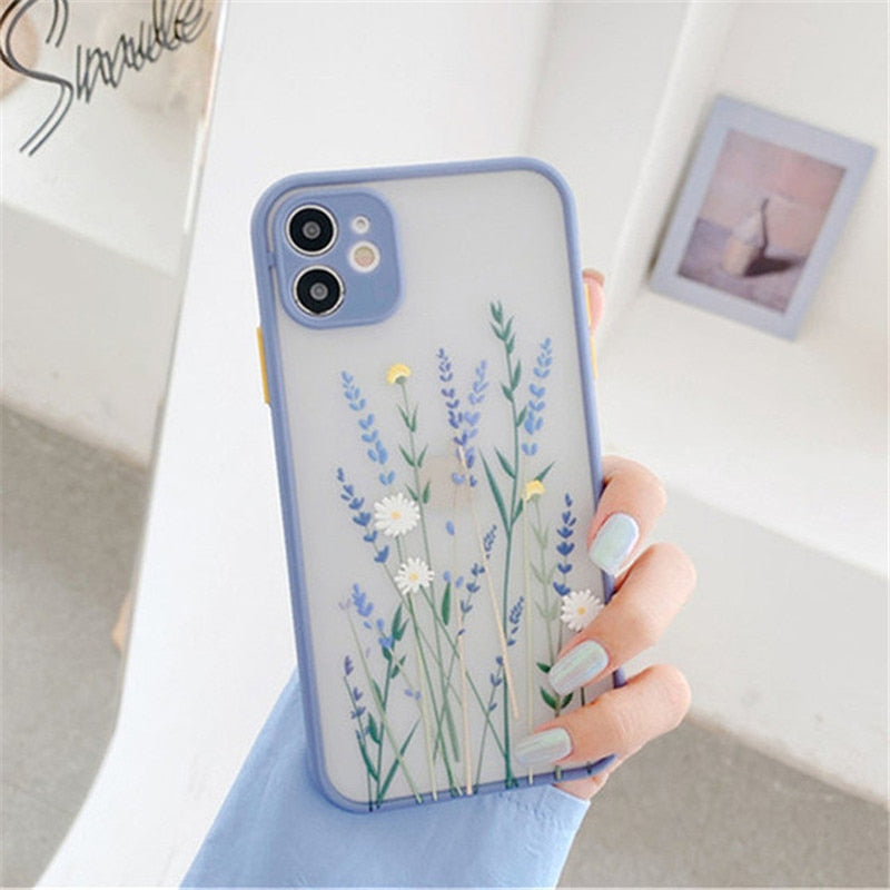 eybag Vintage Leaves Flower Phone Case For iPhone 12 11 13 Pro Max 14 Pro X XR XS Max 8 7 Plus SE Camera Protection Hard PC Coque