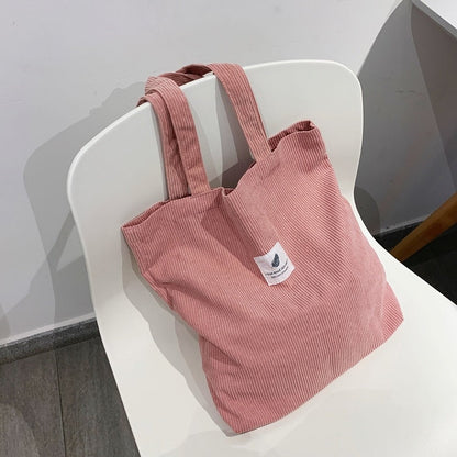 eybag Corduroy Bag Handbags for Women Shoulder Bags Female Soft Environmental Storage Reusable Girls Small and Large Shopper Totes Bag