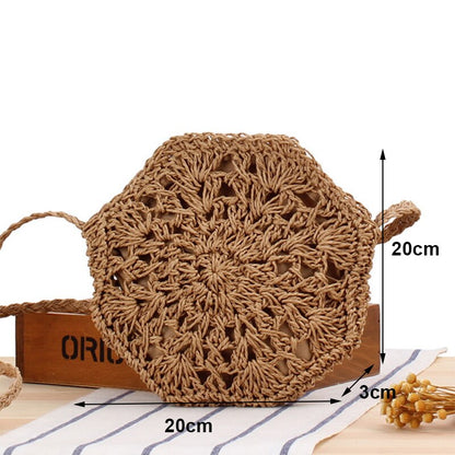 Lkblock New Half Round Straw Bags for Women Summer Beach Rattan Bag Handmade Woven Half Moon Crossbody Handbags Bohemia