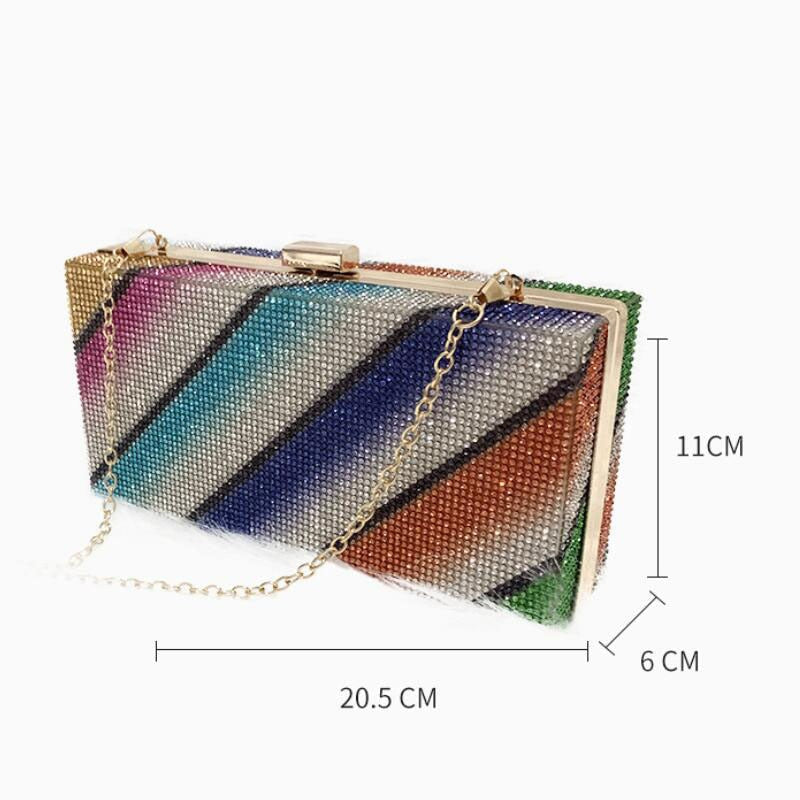 eybag Rainbow Diamond Wedding Clutch Purse  Elegant Party Evening Bag small Handbag for Women Luxury Designer Cross body Bag  B373