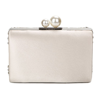 eybag Apricot Silver Crystal Clutch Bags Handmade Beaded Pearl Wedding Clutch Purse Luxury Handbags Women Shoulder Bags