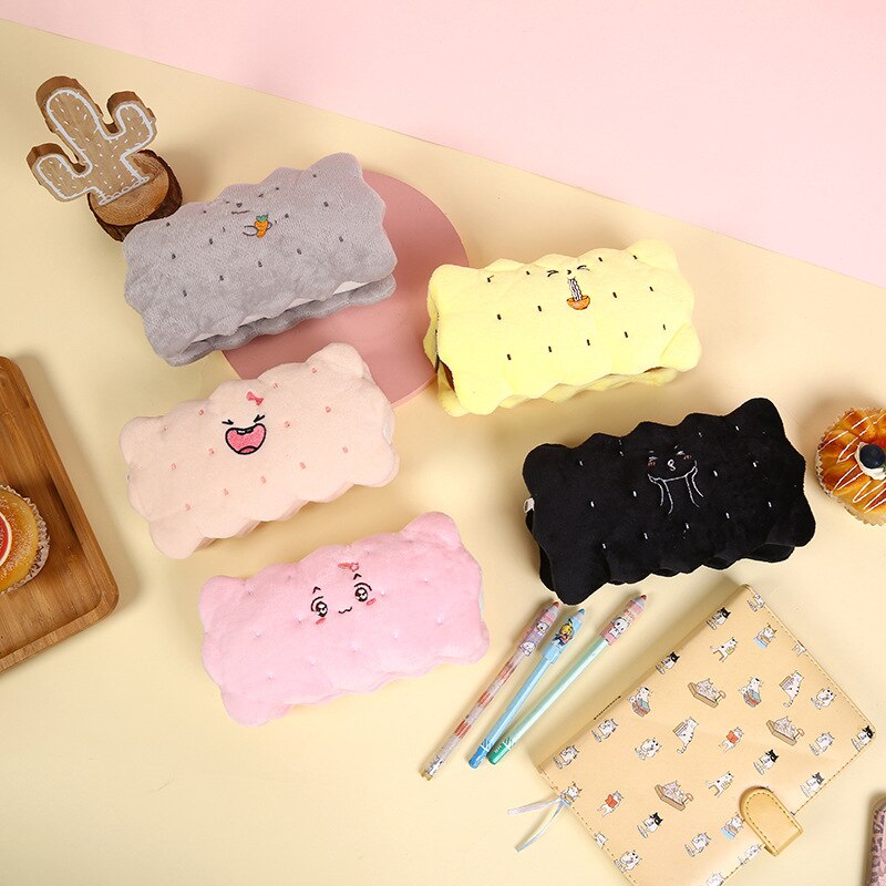 eybag Simulation sandwich biscuits cute pencil case School pencil bag color Plush pen case Student School stationery bag kids pen bag