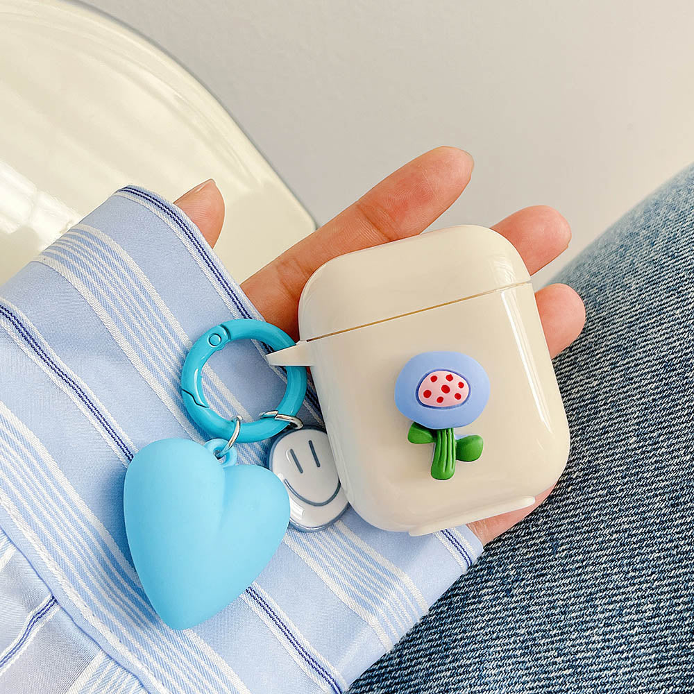 eybag 3D Heart Love Cute Silicone Earphone Accessories Case for AirPods Pro 2 3 Air Pods Cover Case Creative Smile Ornament Keyring