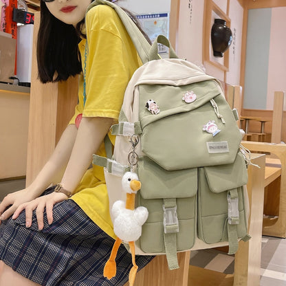 eybag Korean Japanese College Style Modern Girl Backpack Fashion Large Capacity Teenagers Book Bag Waterproof Travelling Bag Schoolbag