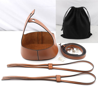 eybag Handmade Handbag Shoulder Strap Hollow Drawstring Woven Bag Set Bucket Bag Leather With Bag Bottom Belt Bag For DIY Backpack