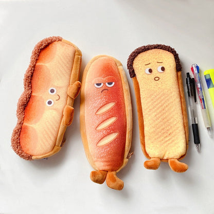 eybag Funny bread cute pencil case plush creative pencil bag School stationery bag Children pen case prizes gifts Student pencil cases