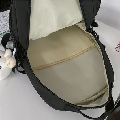 eybag Multi-pocket Solid Color Nylon Women Backpack College Style Large Capacity Travel Rucksack School Bags for Teenage Girl Boys