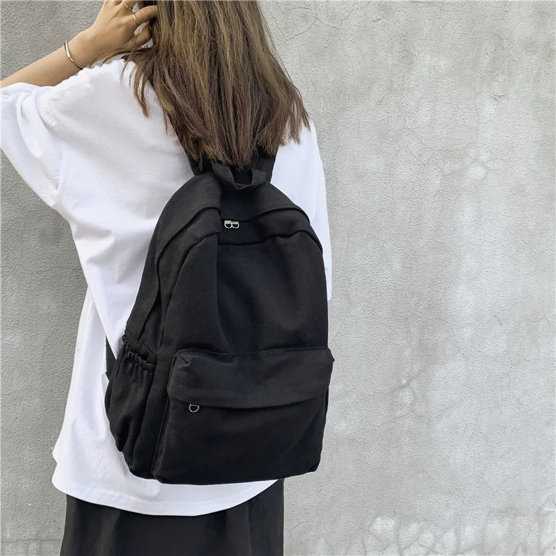 eybag Canvas Casual Women's Backpack NEW Women Travel Fashion High Capacity Men Rucksack Solid Color Backpack Boy Student SchoolBag