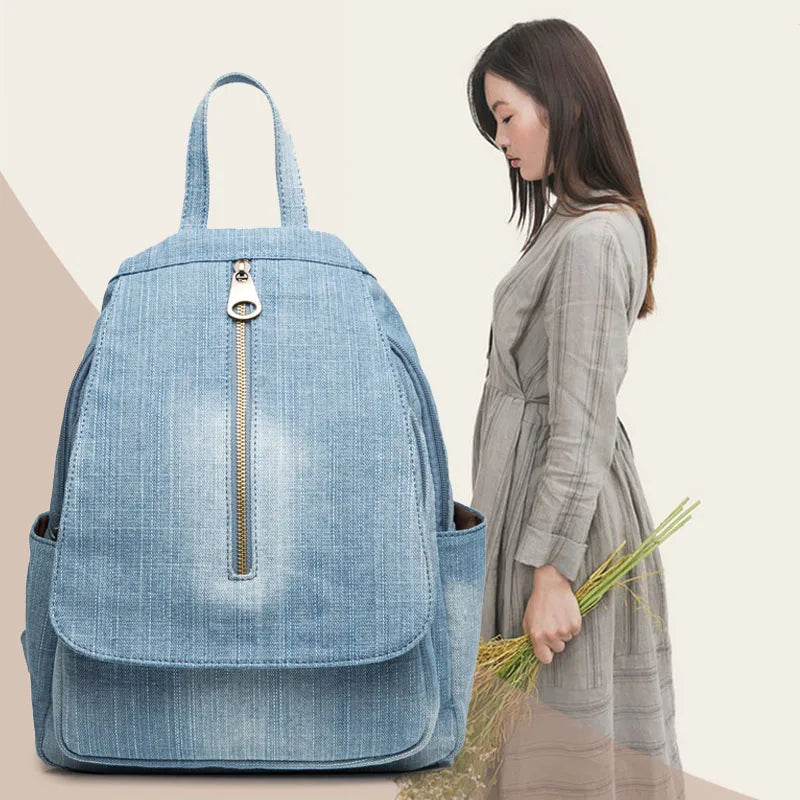 eybag Blue Denim Canvas Women Backpack Big Capacity High Quality female School Bag Casual Jeans Travel shoulder Bag Rucksack Mochila