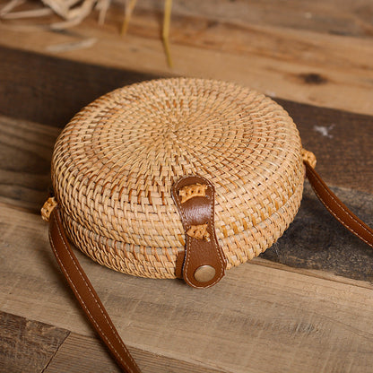 eybag Round Women Shoulder Bag Square Straw Beach Bags Wicker Bali Box Female Crossbody Bag Rattan Woven Summer Handbag Messenger Tote