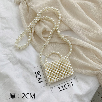 Lkblock Mini Pearl Bag Handmade Vintage EVA Beaded Fashion Banquet Party Shoulder Bag Female 2022 Wedding Bags Luxury Women's Coin Purse