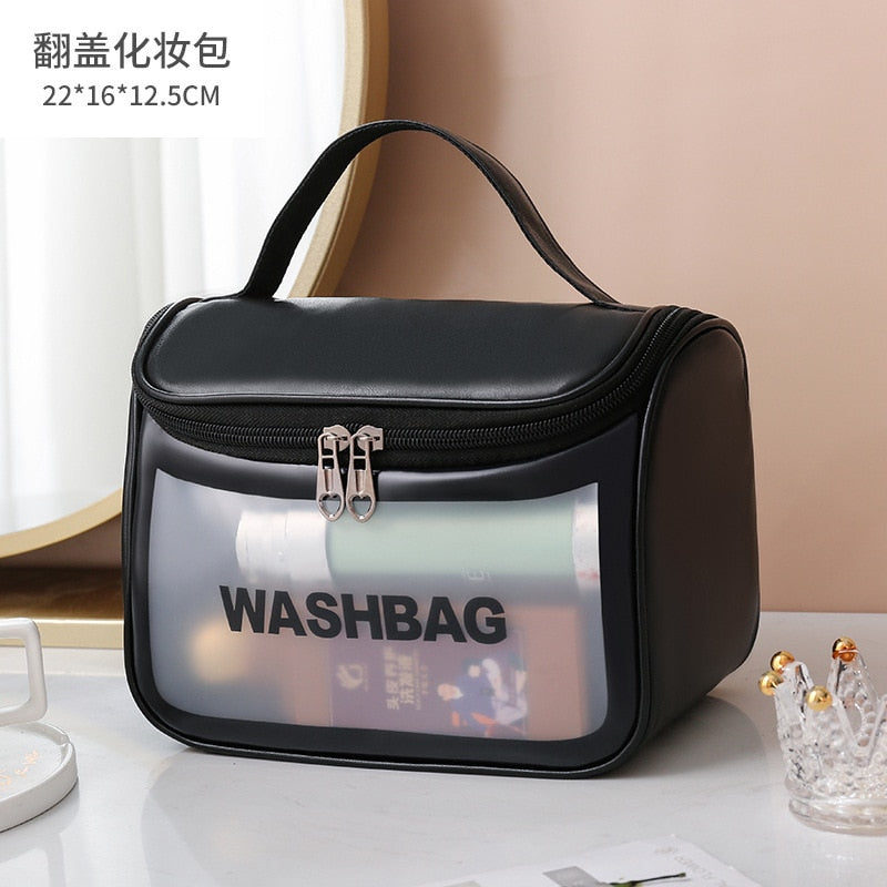 eybag Transparent PVC Women Cosmetic Bag Waterproof Travel Toiletries Storage Organize PU Make Up Bag Female Wash Bag Handbag