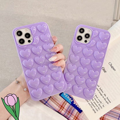 eybag 3D Love Heart Couples Phone Case For iPhone 11 Pro 12 Pro Max Mini XS Max XR X 7 8 Plus SE Candy Color Soft TPU Back Cover