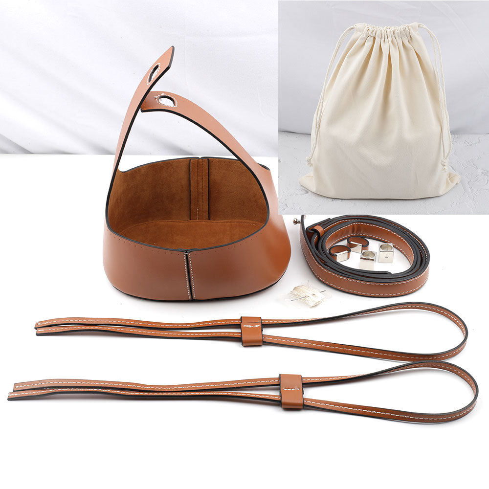 eybag Handmade Handbag Shoulder Strap Hollow Drawstring Woven Bag Set Bucket Bag Leather With Bag Bottom Belt Bag For DIY Backpack