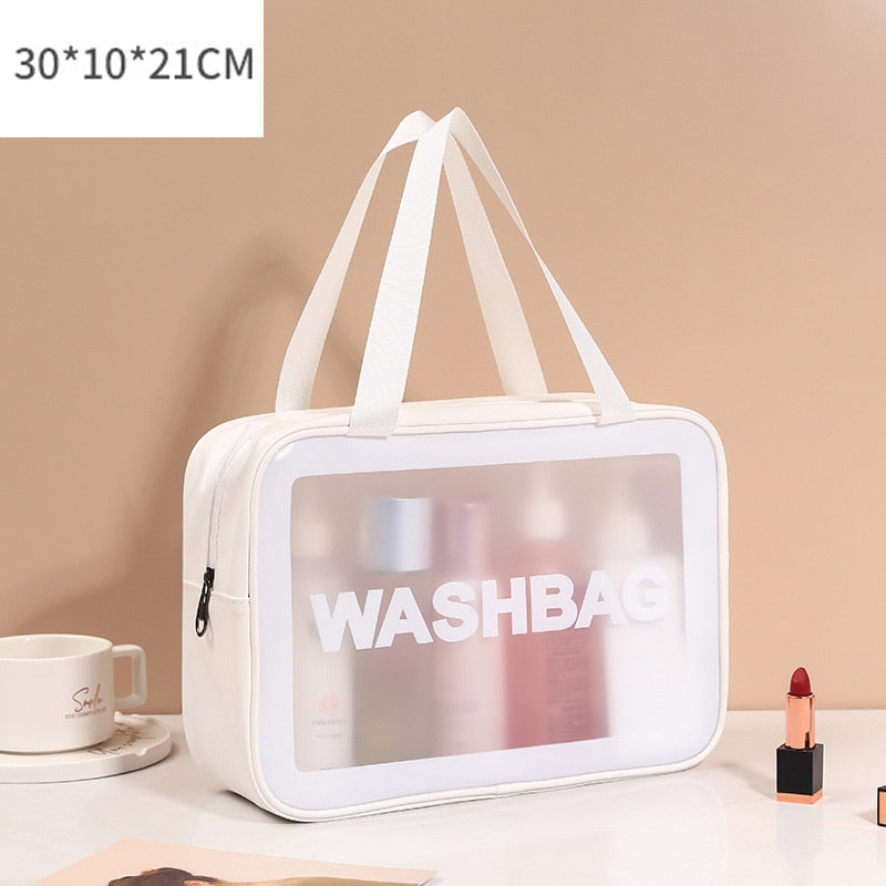 eybag Transparent PVC Women Cosmetic Bag Waterproof Travel Toiletries Storage Organize PU Make Up Bag Female Wash Bag Handbag