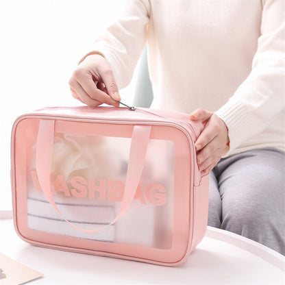 eybag Transparent PVC Women Cosmetic Bag Waterproof Travel Toiletries Storage Organize PU Make Up Bag Female Wash Bag Handbag