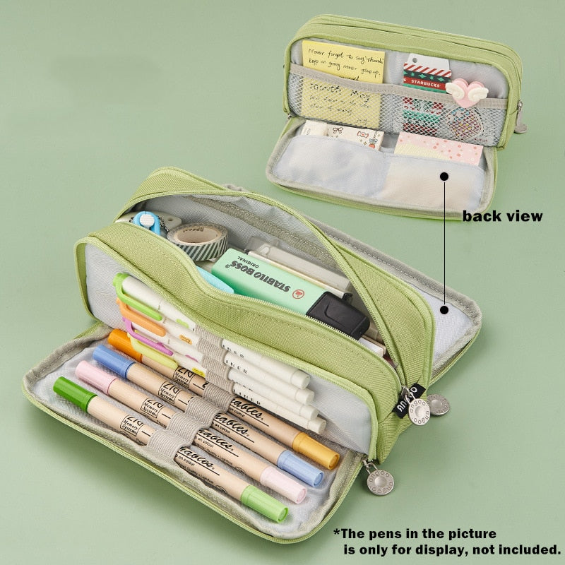 eybag Angoo Double Sided Pen Bag Pencil Case Special Macaron Color Dual Canvas Pocket Storage Bag Pouch Stationery School Travel A6899