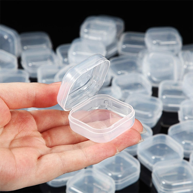 eybag 1-20Pcs Small Boxes Square Transparent Plastic Box Jewelry Storage Case Finishing Container Packaging Storage Box for Earrings