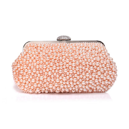 eybag  Beaded Wedding Bridal Evening Bags Hollow Fashion Women Clutch Pearl Diamonds Handbags Shell Design for Party Diner Purse