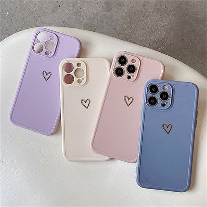 eybag Cute Love Heart Shockproof Phone Case For iPhone 13 11 12 14 Pro Max 14Plus 7 8Plus X XS XR Max Camera Protection Soft TPU Cover