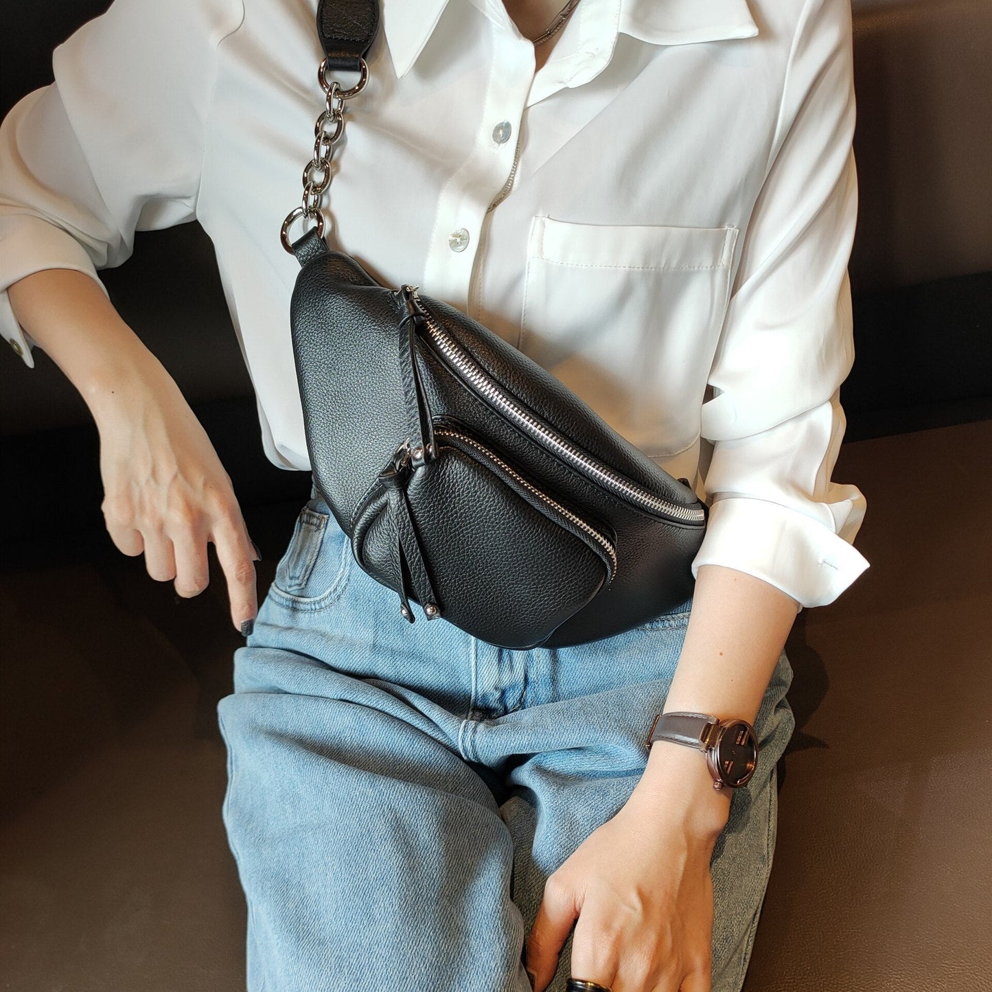 eybag Belt Bag Waist Packs For Women Designer Brand Luxury Bag Quality Female Genuine leather Bag Fanny Pack Bags For Women