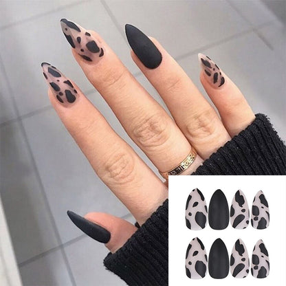 gifts for women hot sale new 24PCS Fake Nails With Glue Rhinestones Long Coffin Flame Press on Nails Detachable French Stick on Nails Art DIY faux ongles