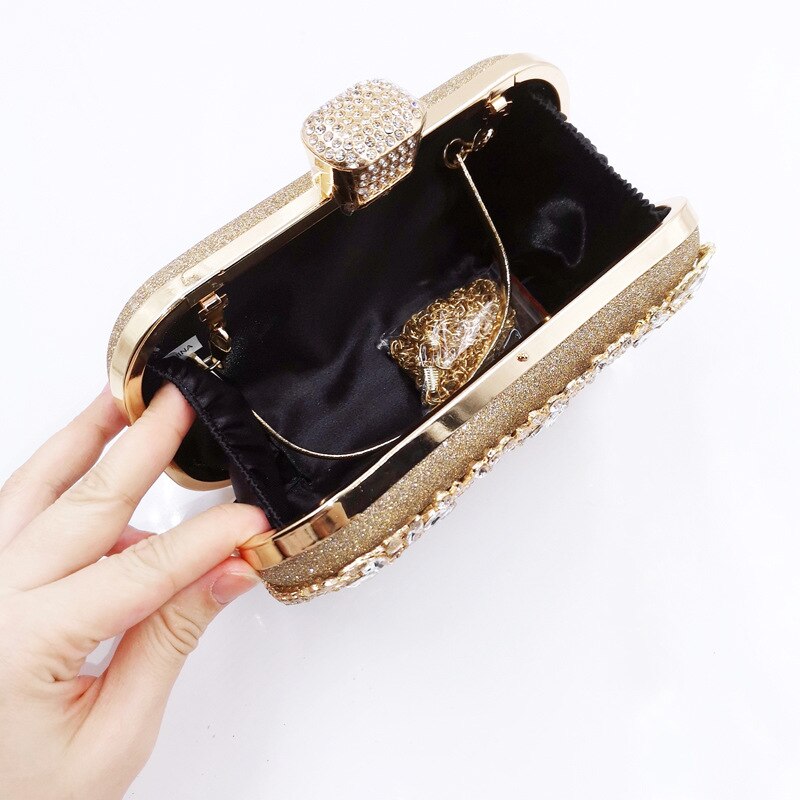 Lkblock New Luxury gold Wedding Crystal Wallet For Bridal Party Purse Women's Exquisite Handbag Evening Clutch Bag drop shipping B419