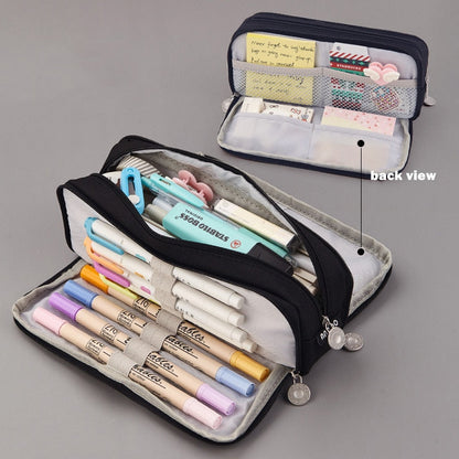 eybag Angoo Double Sided Pen Bag Pencil Case Special Macaron Color Dual Canvas Pocket Storage Bag Pouch Stationery School Travel A6899