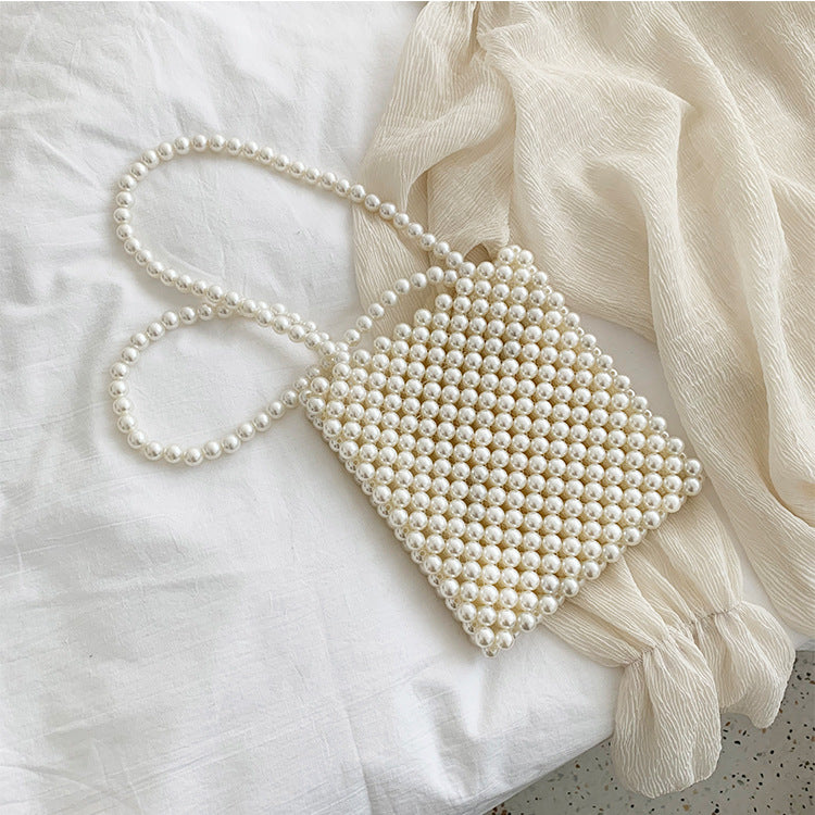 Lkblock Mini Pearl Bag Handmade Vintage EVA Beaded Fashion Banquet Party Shoulder Bag Female 2019 Wedding Bags Luxury Women's Coin Purse